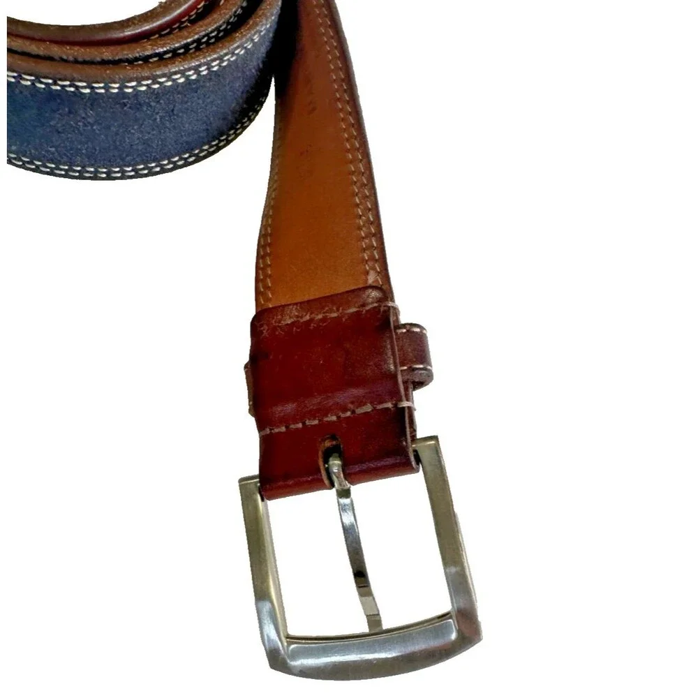 Martin Dingman Hand Crafted USA Blue Calf Suede Belt Countrywear Size 85 34